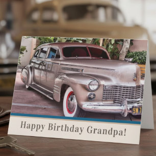 Carte Papy Anniversaire Voiture de Collection Cadillac A