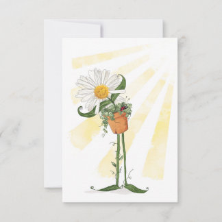Carte Pâquerette souriante au soleil d'été