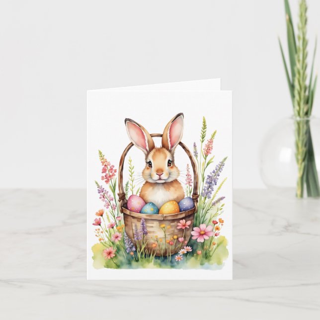 Carte Pâques Bunny Watercolor Carte Pâques (Devant)