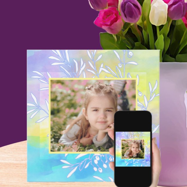 Carte Pâques de cadre photo aquarelle (Créateur téléchargé)