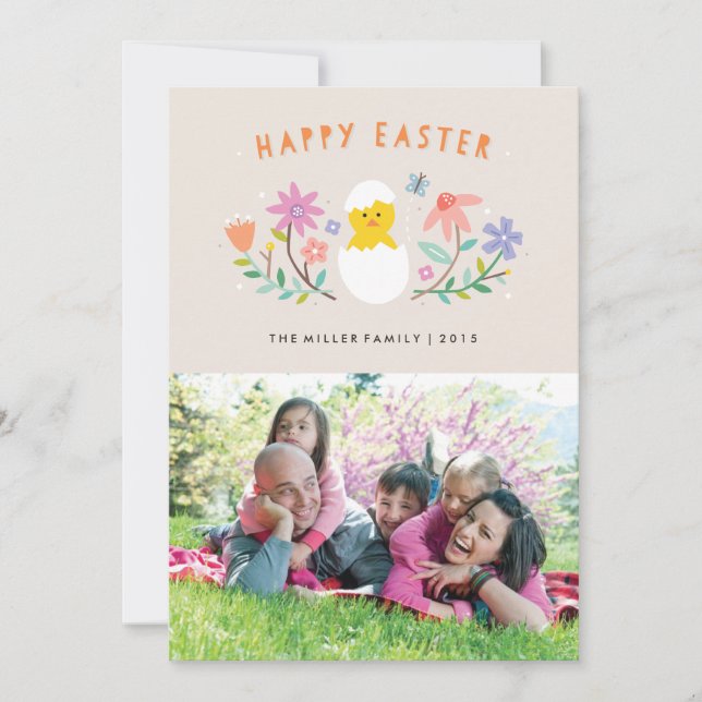 Carte Pâques éclos - Beige (Devant)