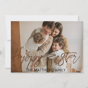 Carte Pâques élégante, famille père Calligraphie photo