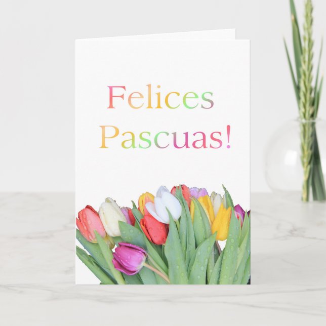Carte Pâques espagnole - Felices Pascuas - tulip b (Devant)