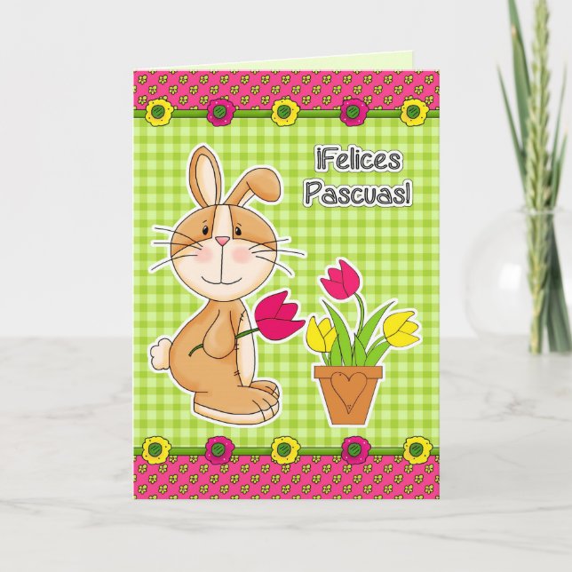 Carte Pâques Felices Pascuas en espagnol (Devant)