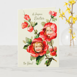 Carte Pâques filles douces Fleurs enfants imaginaire CC1