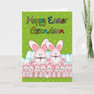 Carte Pâques Grandson Avec lapins Et Oeufs Pâques