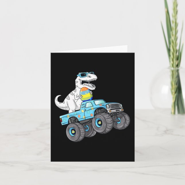 Carte Pâques Jour T Rex Dino Monter Un Monster Camion Ga (Devant)