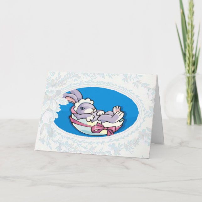 Carte Pâques lapin bébé (Devant)