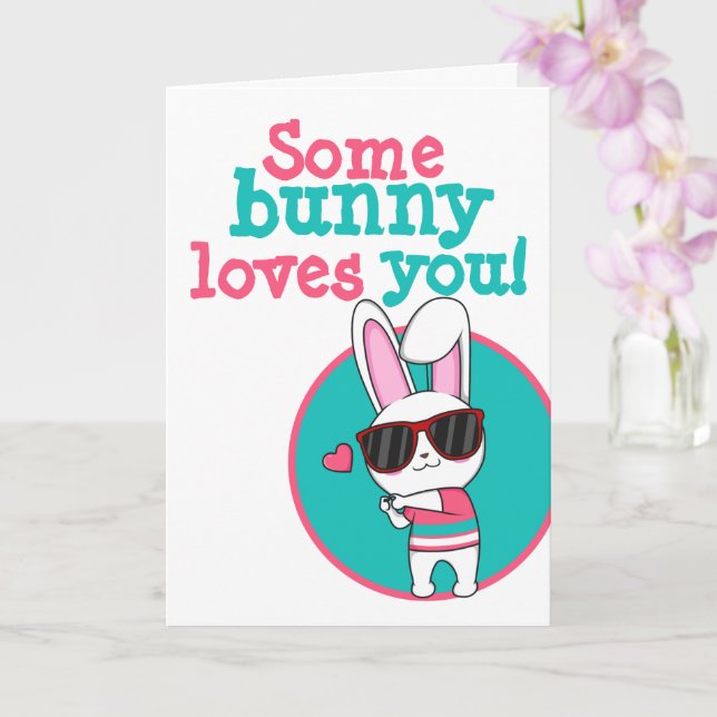 Carte Pâques mignonnes Un Lapin T'Aime (Orchidée)