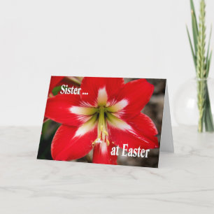Carte Pâques pour Soeur avec Lily Rouge