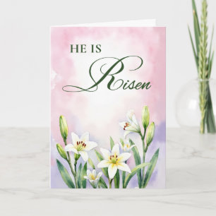 Carte Pâques Religieux Il Est Ressuscité Lys Aquarelle