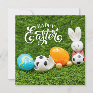 Carte Pâques vacances avec balle de football Pâques Bunn