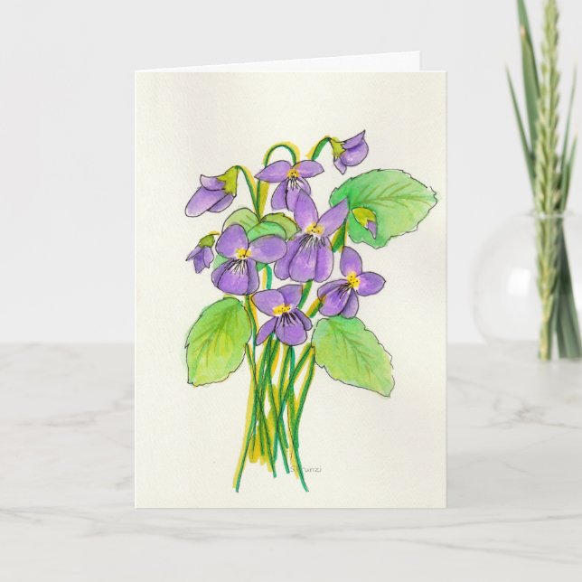 Carte Pâques Violettes Aquarelle (Devant)