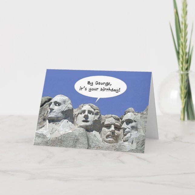 Carte Par George C'est ton anniversaire, Mt Rushmore Car (Devant)