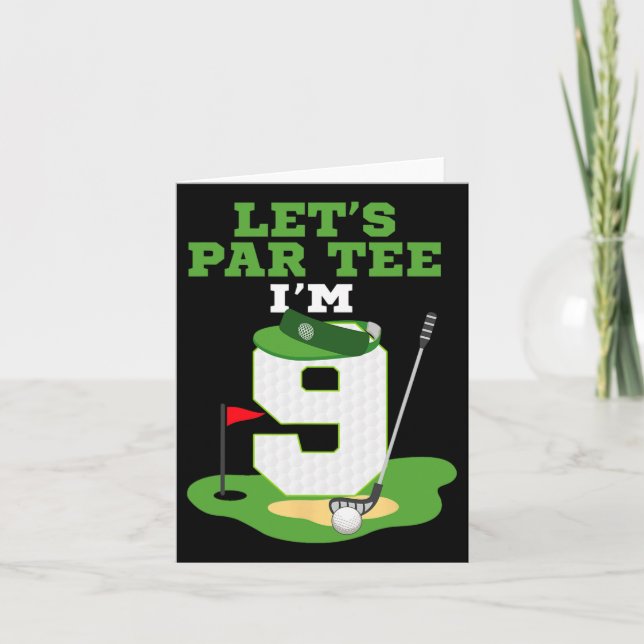 Carte Par Tee J'ai 9 ans Anniversaire Golf Thème (Devant)