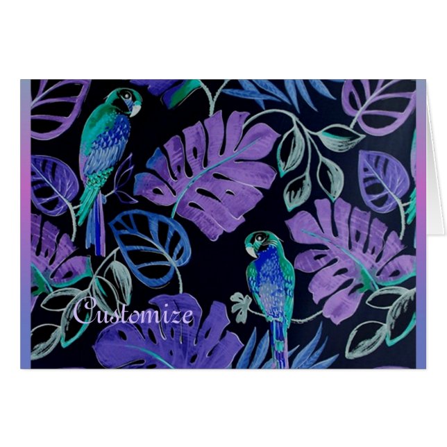 Carte paradis de perroquets tropicaux (Devant Horizontal)