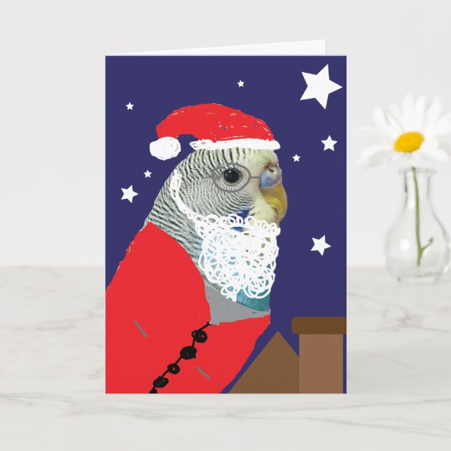 Carte Parakeet Santa Clause Christmas Card (Petite plante)
