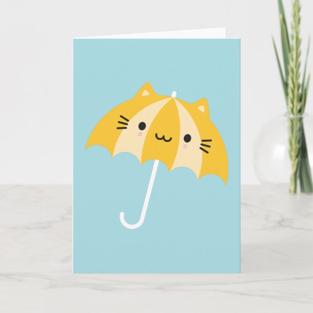 Carte Parapluie de chats Kawaii (Devant)