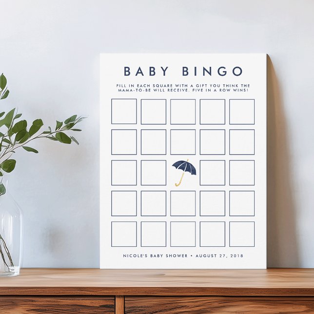 Carte Parapluie de la Marine | Baby shower Bingo Game Ca (Créateur téléchargé)