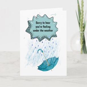 Carte Parapluie mignonne sous la pluie, déprimée par le 