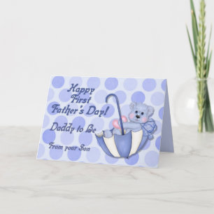 Carte Parapluie Ours Bleu - Père à être Fête des pères