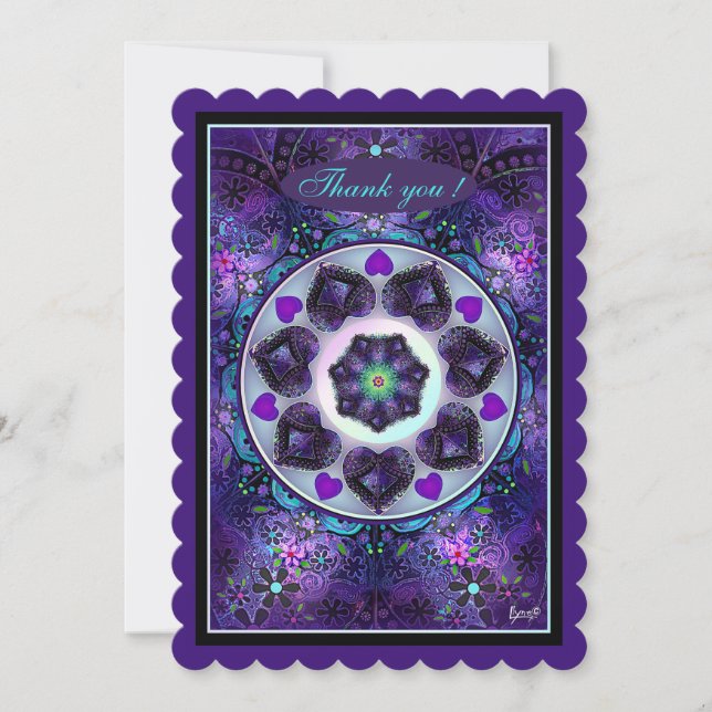 Carte Parapluie violet & coeurs .7 (Devant)