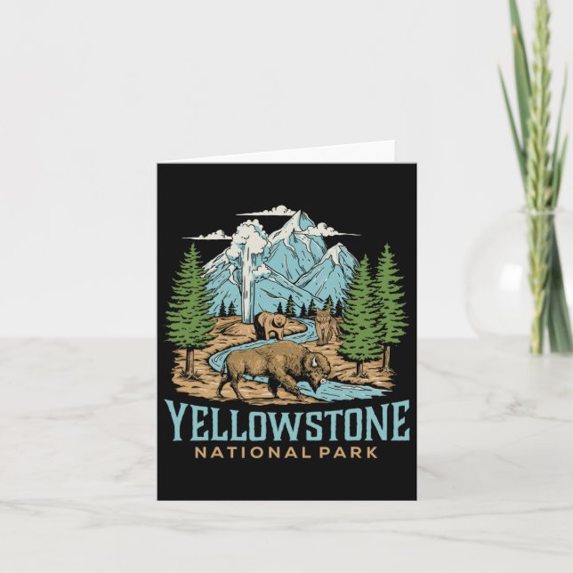 Carte Parc national américain de Yellowstone Loup Bison  (Devant)