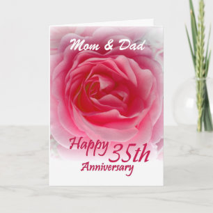 Carte PARENTS - 35e anniversaire de mariage avec rose ro
