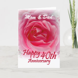 Carte PARENTS - 40ème anniversaire de Mariage avec Rose