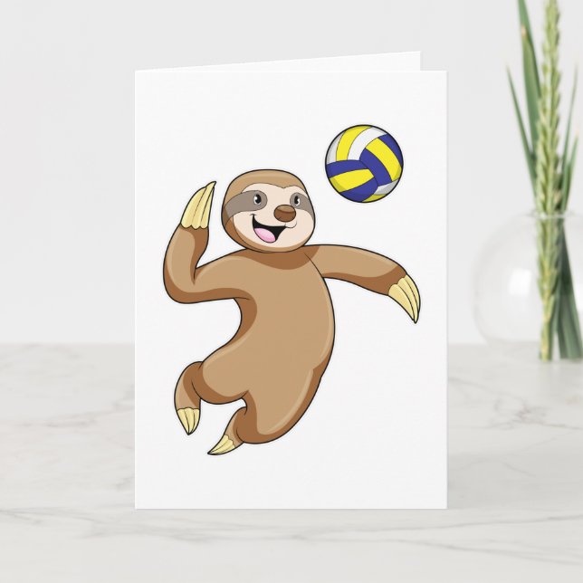 Carte Paresseux en joueur de volley-ball avec ballon de  (Devant)