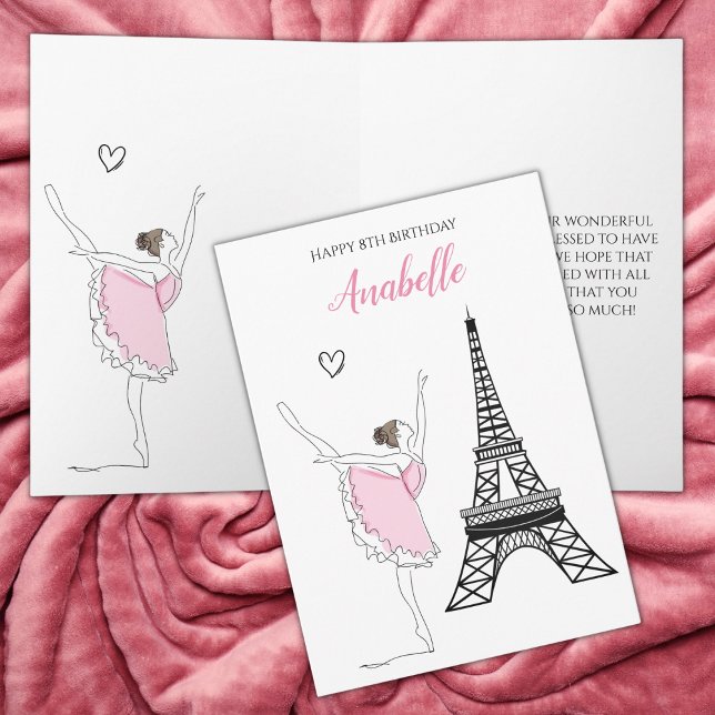 Carte Paris Ballerina, Tour Eiffel Ballet Rose Anniversa (Créateur téléchargé)