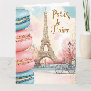 Carte  Paris, Je T'aime - Tour Eiffel avec Macarons 