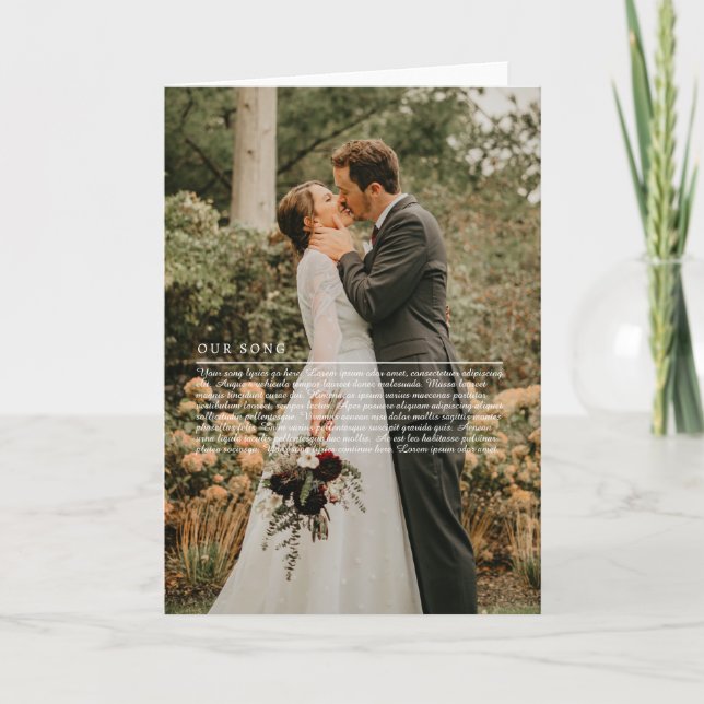 Carte Paroles de notre chanson Mariage Anniversaire (Devant)
