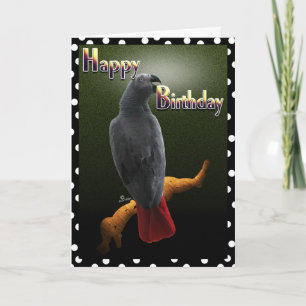 Carte Parrot African Grey Joyeux anniversaire Avian cart