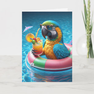Carte Parrot dans une piscine pour Anniversaire