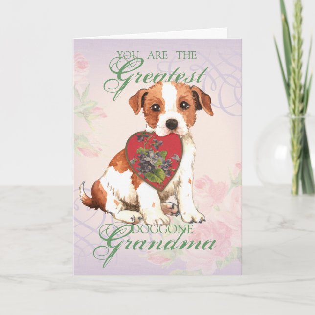 Carte Parson Russell Grand-mère du coeur (Devant)
