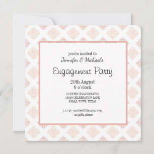 Carte Partie d'engagement Peach Blush Damask