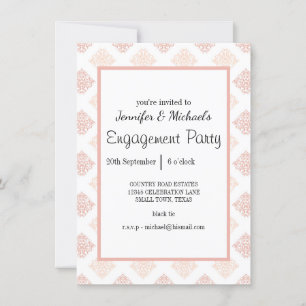 Carte Partie d'engagement Peach Blush Damask