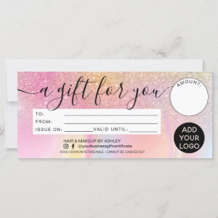 Carte Parties scintillant arc-en-ciel logo de certificat