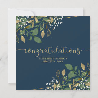 Carte Parties scintillant Blue & Gold Foil Mariage Congr