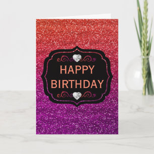 Carte Parties scintillant brillante orange et violet dég