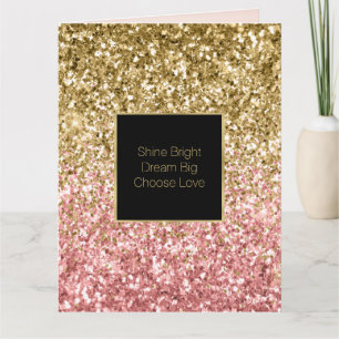 Carte Parties scintillant brillante rose or