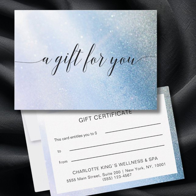 Carte PARTIES SCINTILLANT BUSINESS CERTIFICACE cadeau po (GLITTER BUSINESS CERTIFICATE gift for you blue)