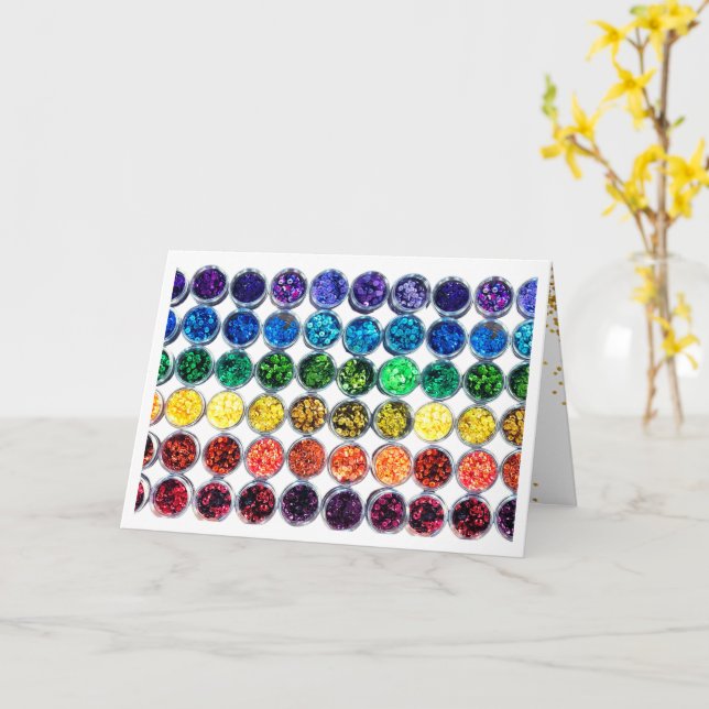 Carte Parties scintillant colorée Séquin Bonne fête d'an (Fleur jaune)