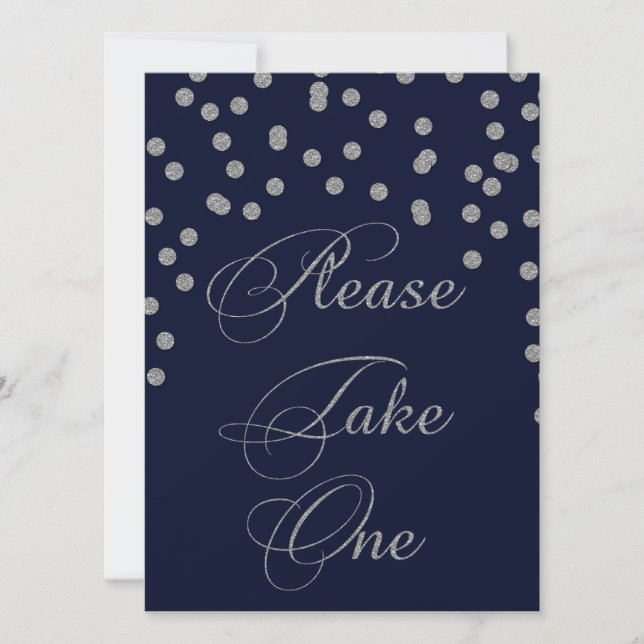 Carte Parties scintillant confetti marine argent s'il vo (Devant)