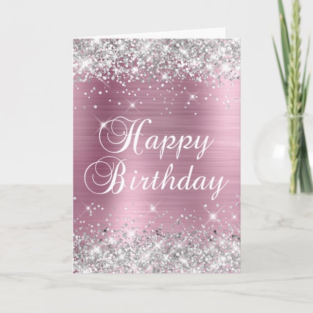 Carte Parties scintillant d'argent décoratif Pink Foil J (Devant)