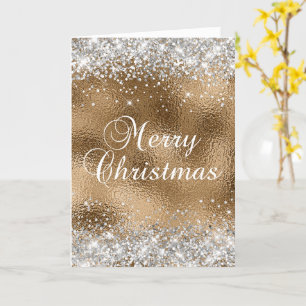 Carte Parties scintillant d'argent et huile de verre d'o