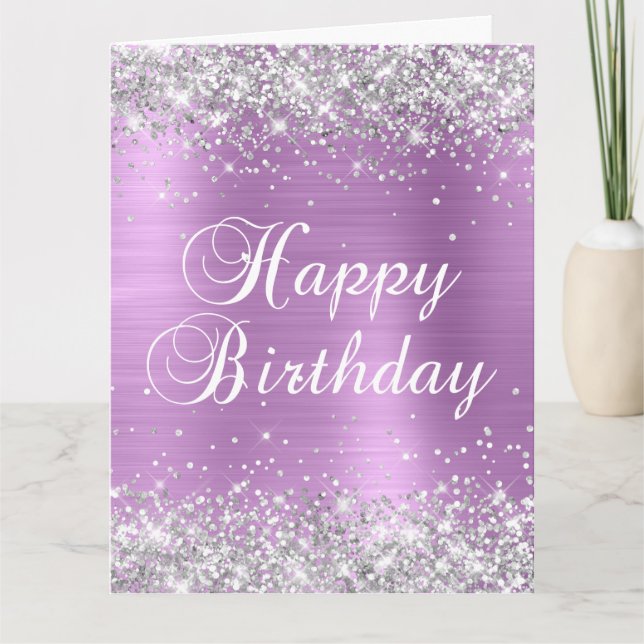 Carte Parties scintillant d'argent Lavender Foil Gros an (Devant)