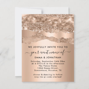 Carte Parties scintillant de code QR Bordures Rose