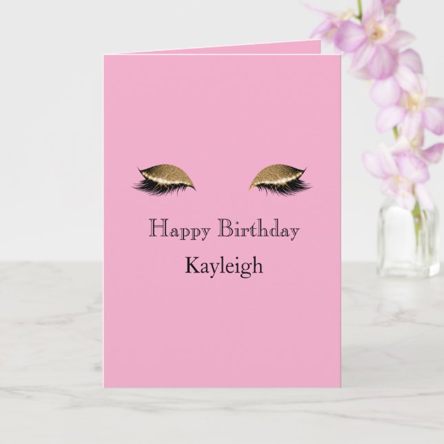 Carte Parties scintillant de glam rose Girl Gold Eyelash (Orchidée)